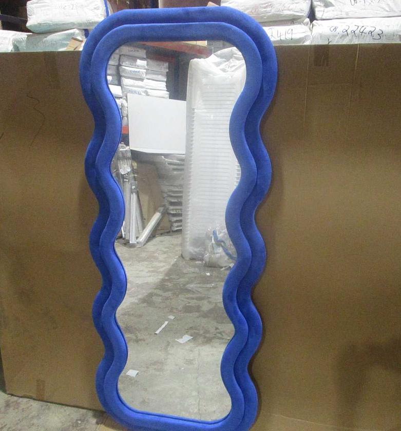 Zigzag Wall Mirror with Polyester Cashmere Border image