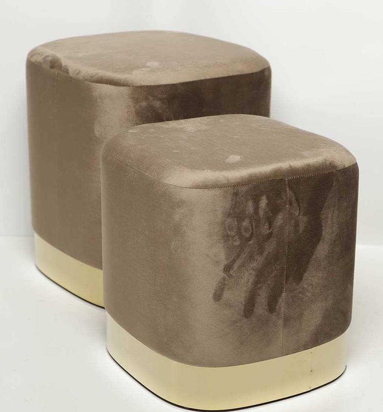 Set of 2 pouf, taupe squa image