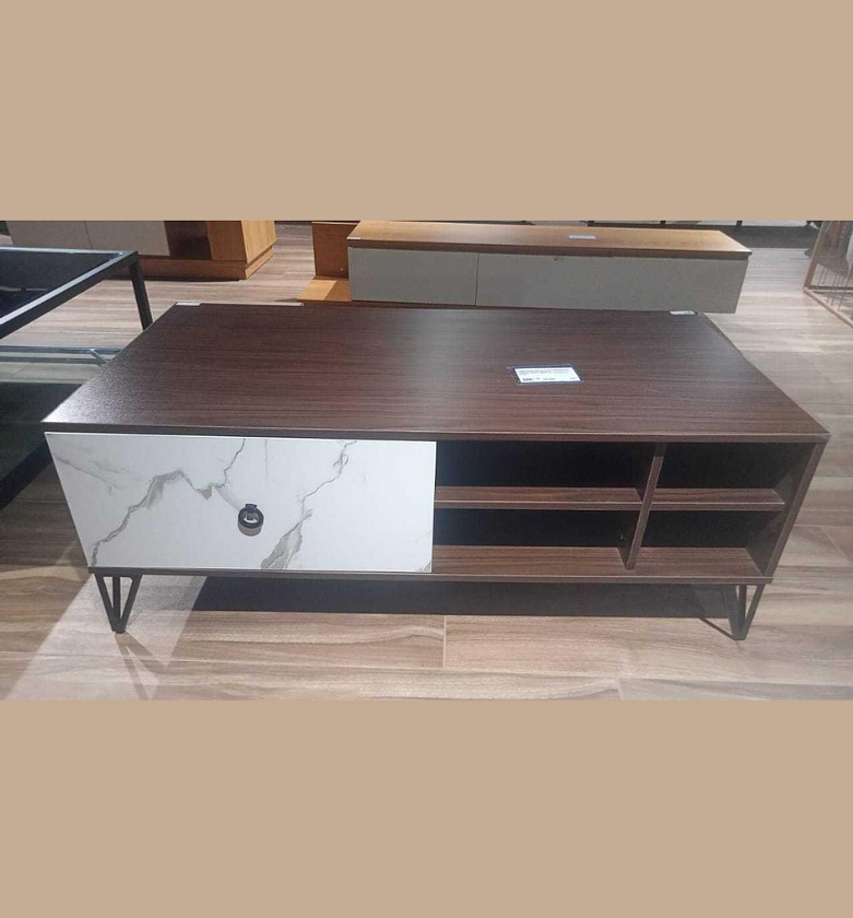 Coffee Table – Black Cherry & White Marble, image