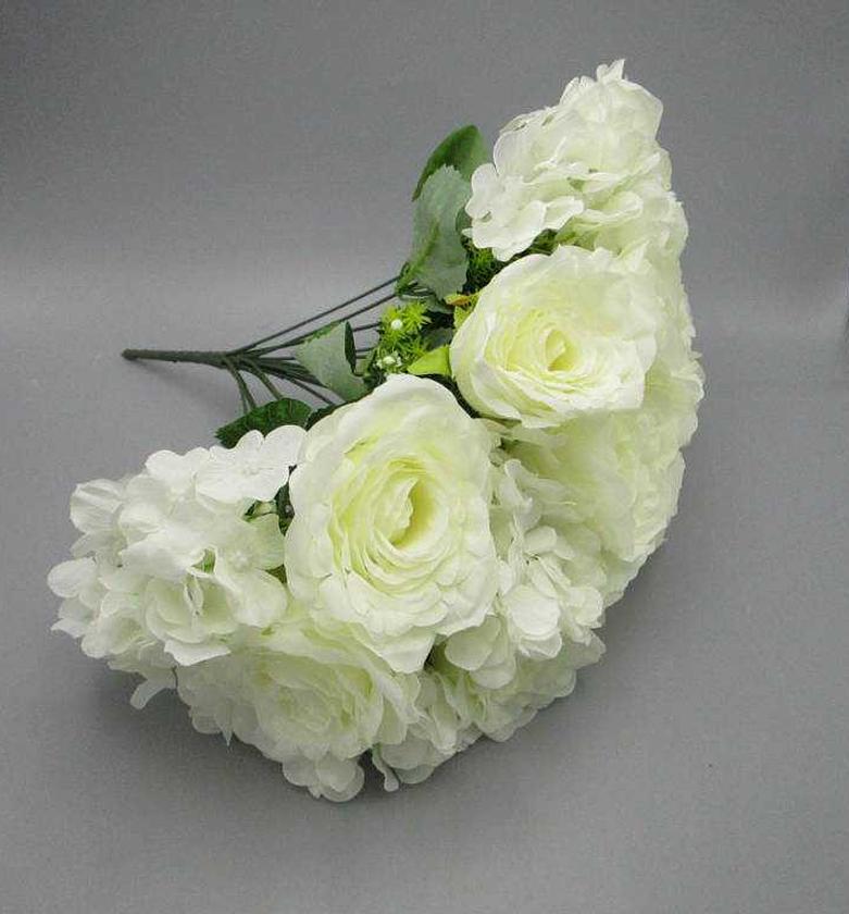 Artificial Autumn Rose & Hydrangea Mixed Bush  image