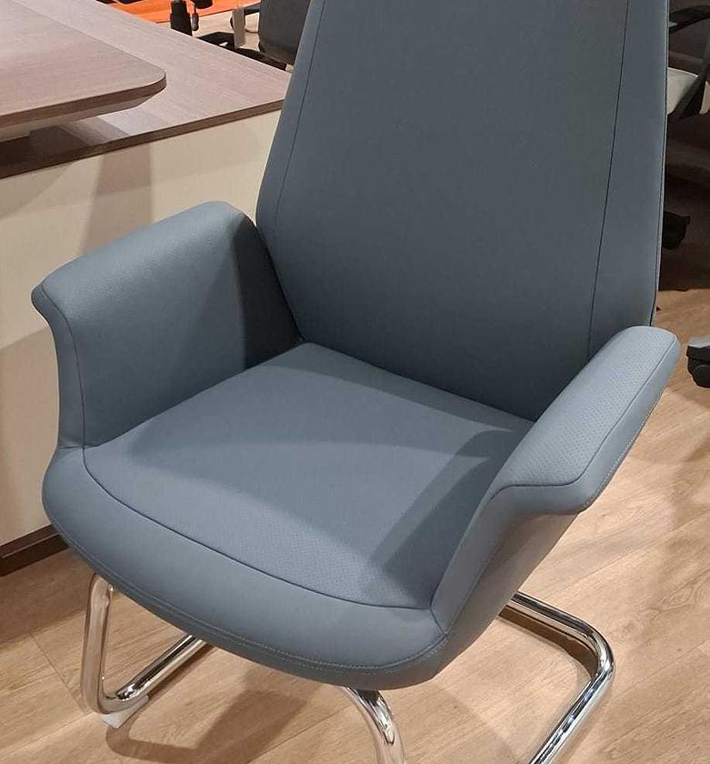 Elegance 201 PU Visitor Chair – Dark Blue with Chrome Frame image