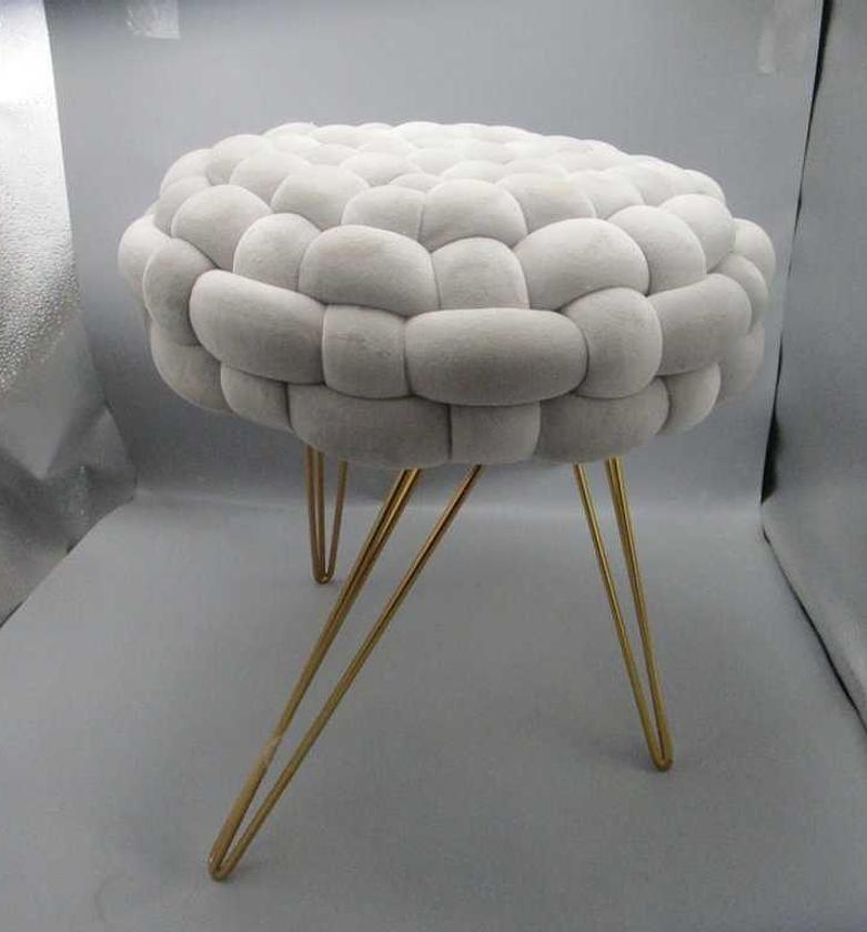 Grey Stool with 3 Gold-Painted Metal Legs image