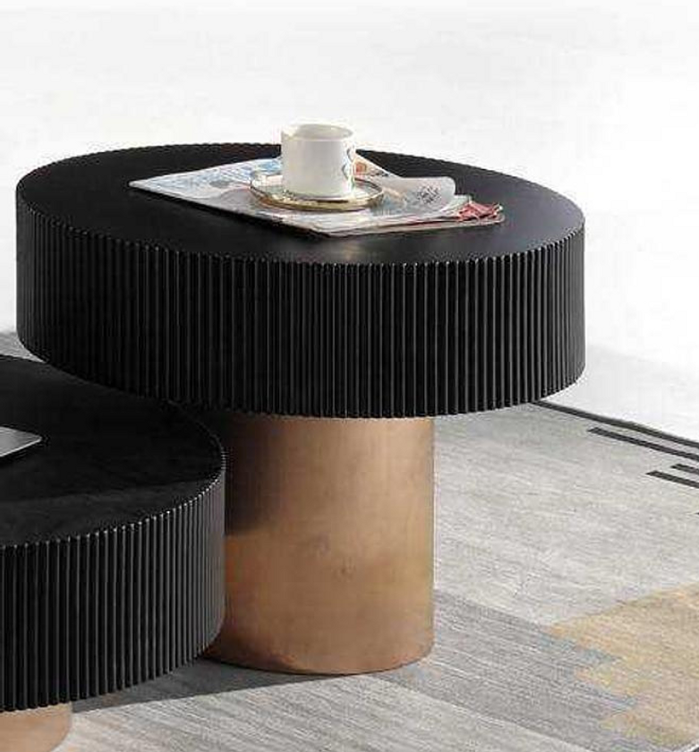 Coffee Table – MDF & Wood Veneer with Black Metal Base image