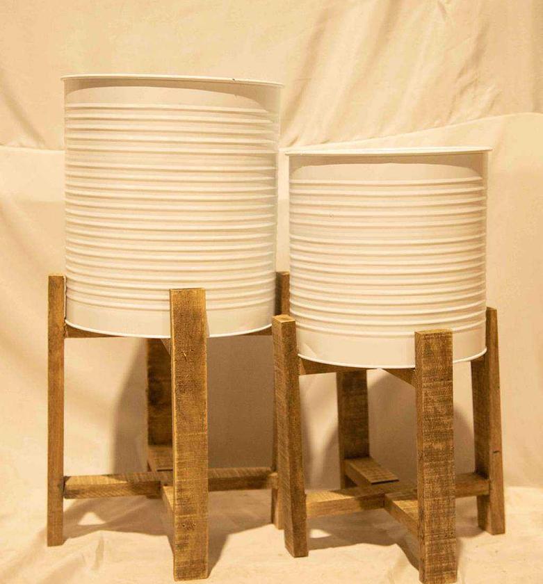 FLOWER POT - STEEL / WOOD image