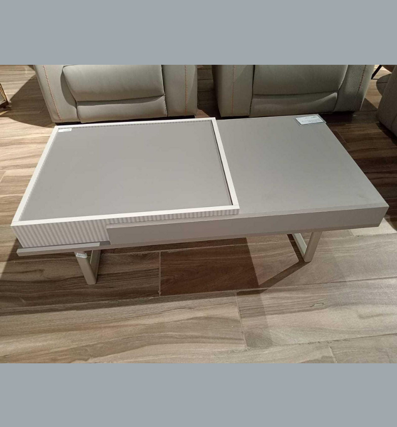 Atlas Coffee Table – Light Grey Top with Matte Gold Metal Legs image