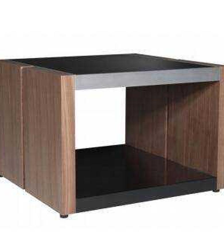 End Table VC-11 – American Walnut with Black Glass Base (550x550x550mm) image