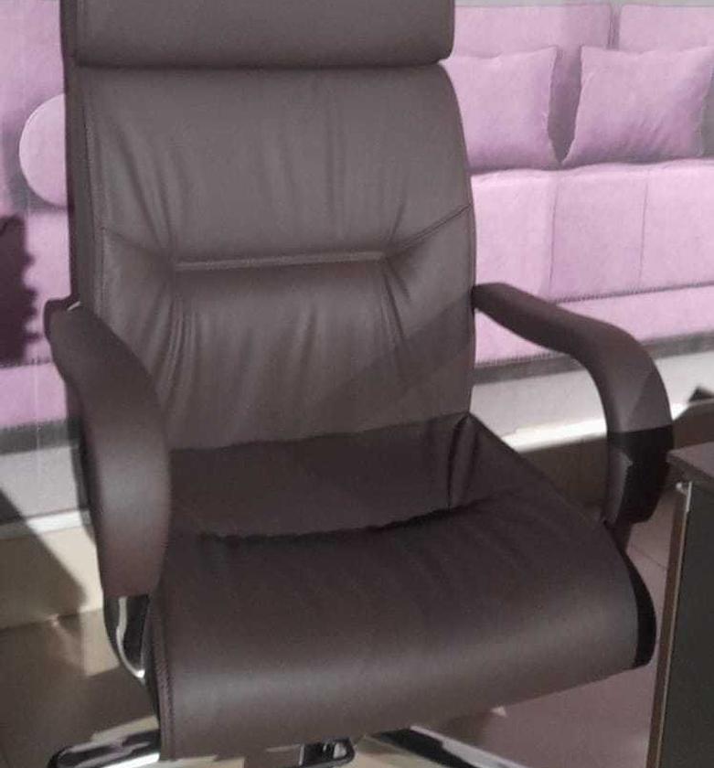 Regalia F55 High-Back Executive PU Swivel Chair – Brown with Chrome Iron Frame image