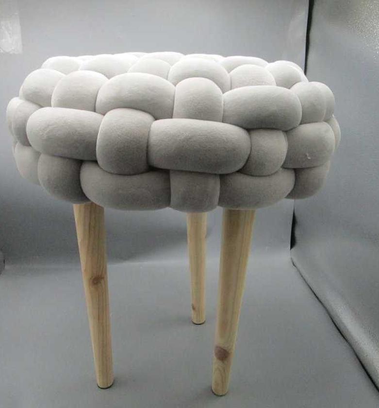 Grey 3-Leg Polyester and Wood Stool image