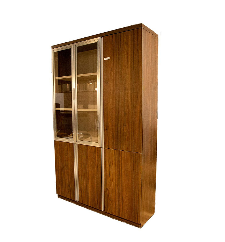 Office Cabinet – Walnut with Glass and Melamine Doors image