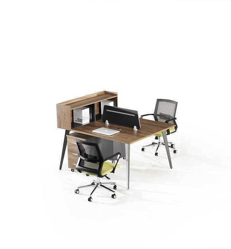 2-Seat Workstation – Golden Diamond with New Grey Finish (150x120cm, Model M037) image