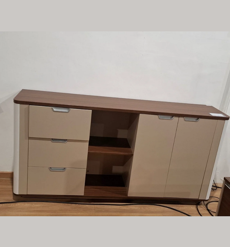 Low Cabinet in Australian Oak & Ash Gray Melamine – 2 Compartments image