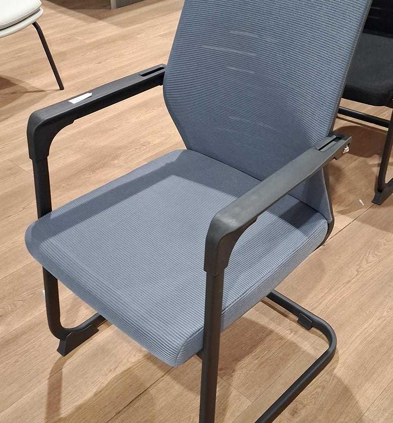 Ergoline TS-33 Mesh Visitor Chair – Grey Fabric Seat & Black Iron Frame image