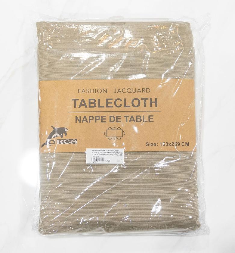 Jacquard Table Cloth White/Beige, 153 × 259 cm, 100% Polyester image