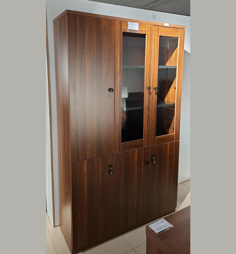 3-Door File Cabinet in King Walnut & Black Iron Finish image