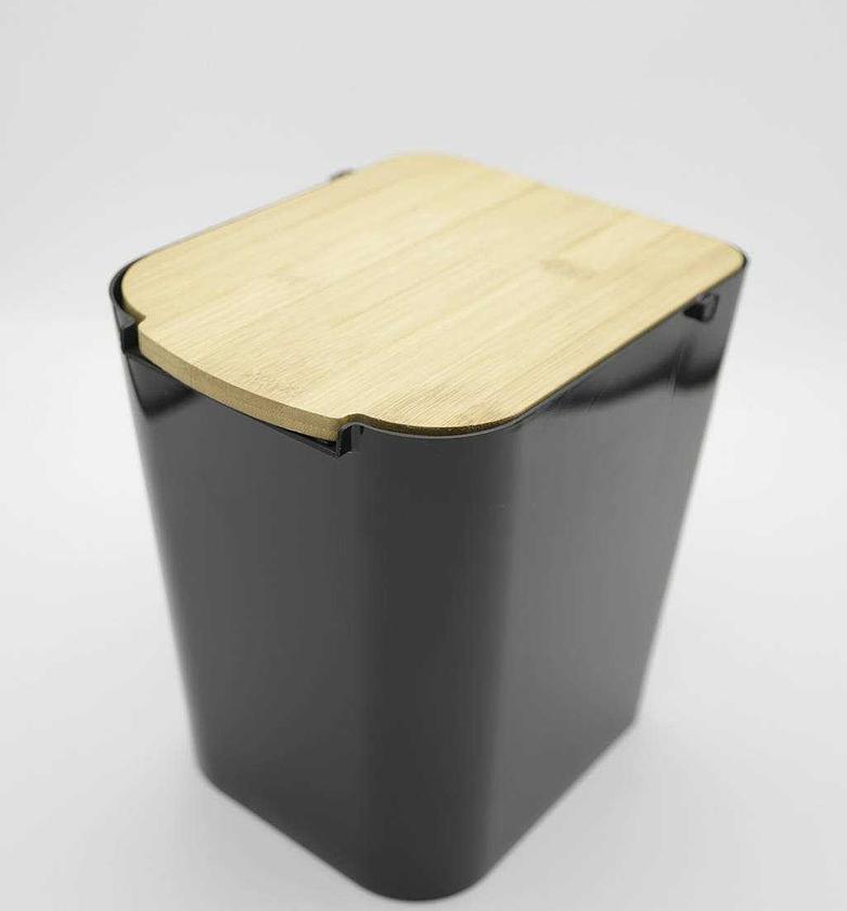 DUSTBIN PLASTIC W BAMBOO image