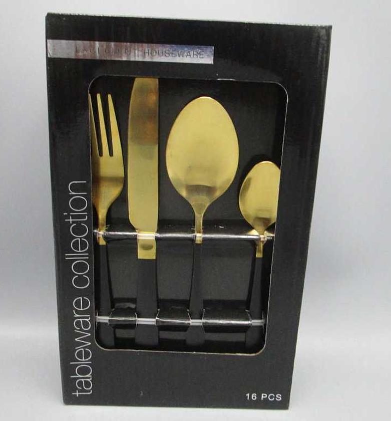 Cutlery set 16pcs black gold image