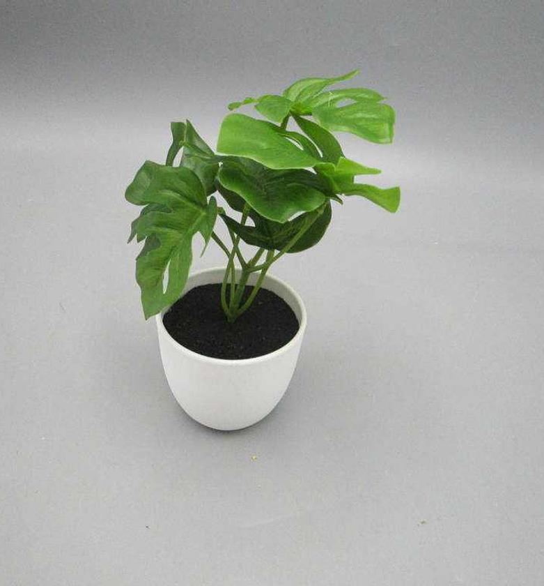 Artificial Monstera Plant – 6 Leaves in Plastic Pot image