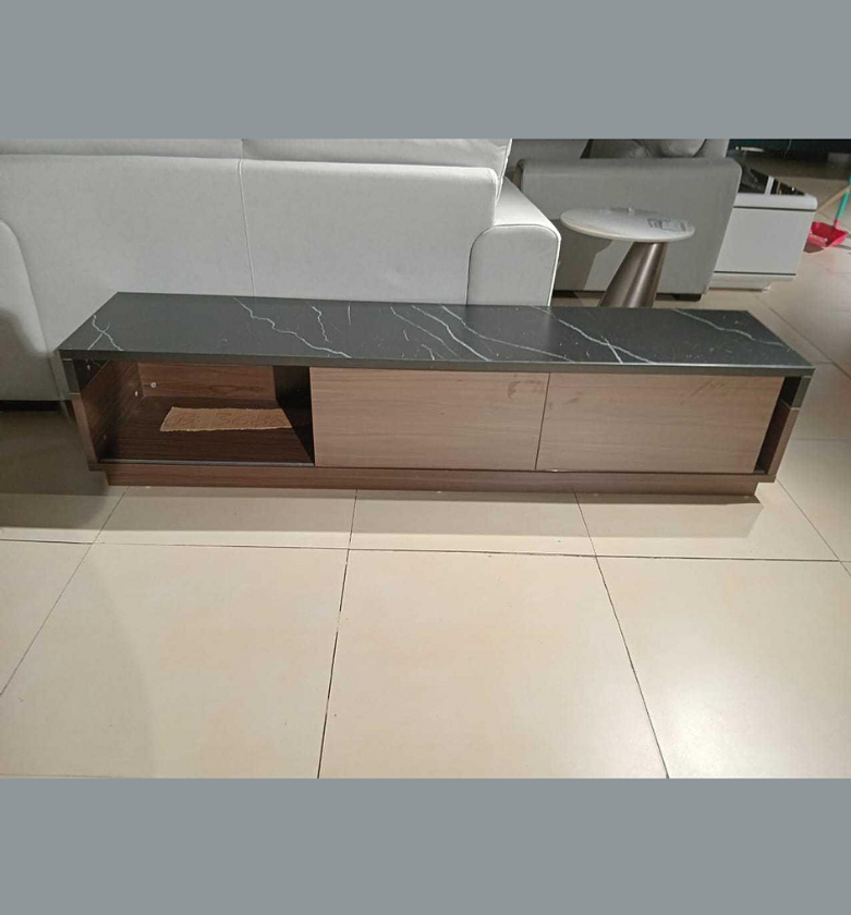 TV Stand – Melamine Laminated Black Cherry & Black Marble image