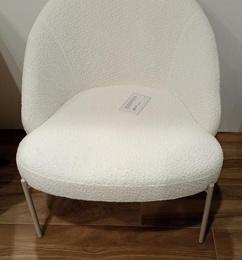 Club Chair – White Fabric with Grey Metal Frame image