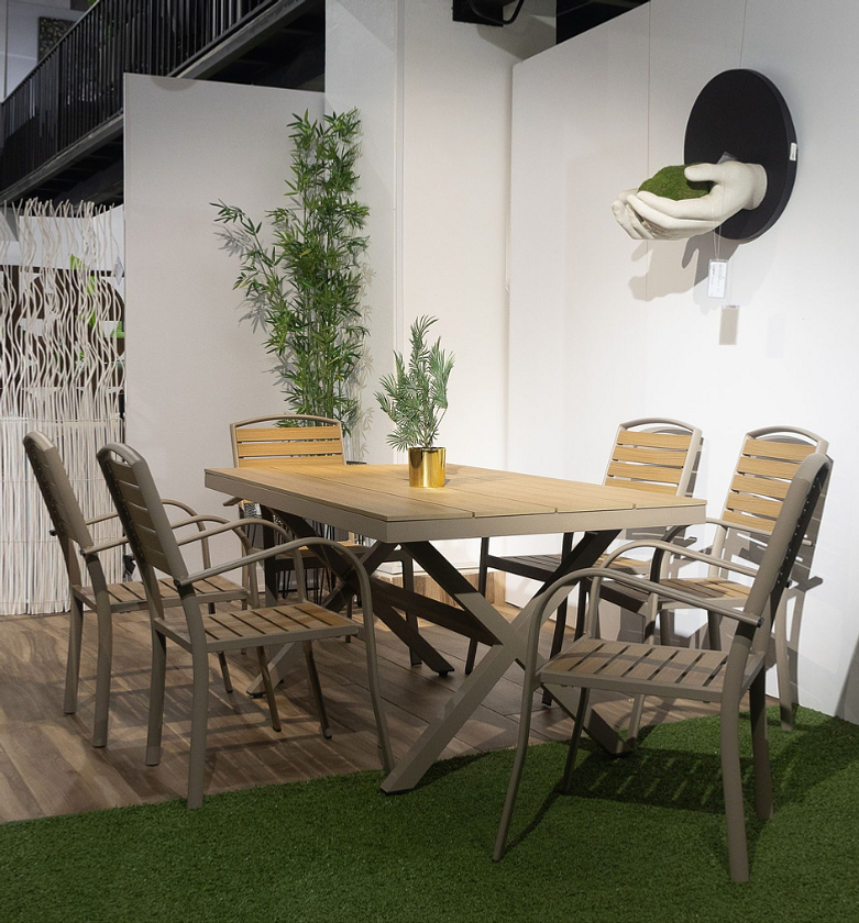 Outdoor Dining Set – Aluminum & WPC Wood Table with 6 Chairs image