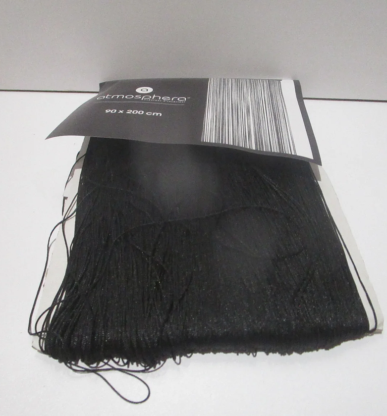 Atmosphera Black String Door/Window Curtain (90 x 200 cm) image