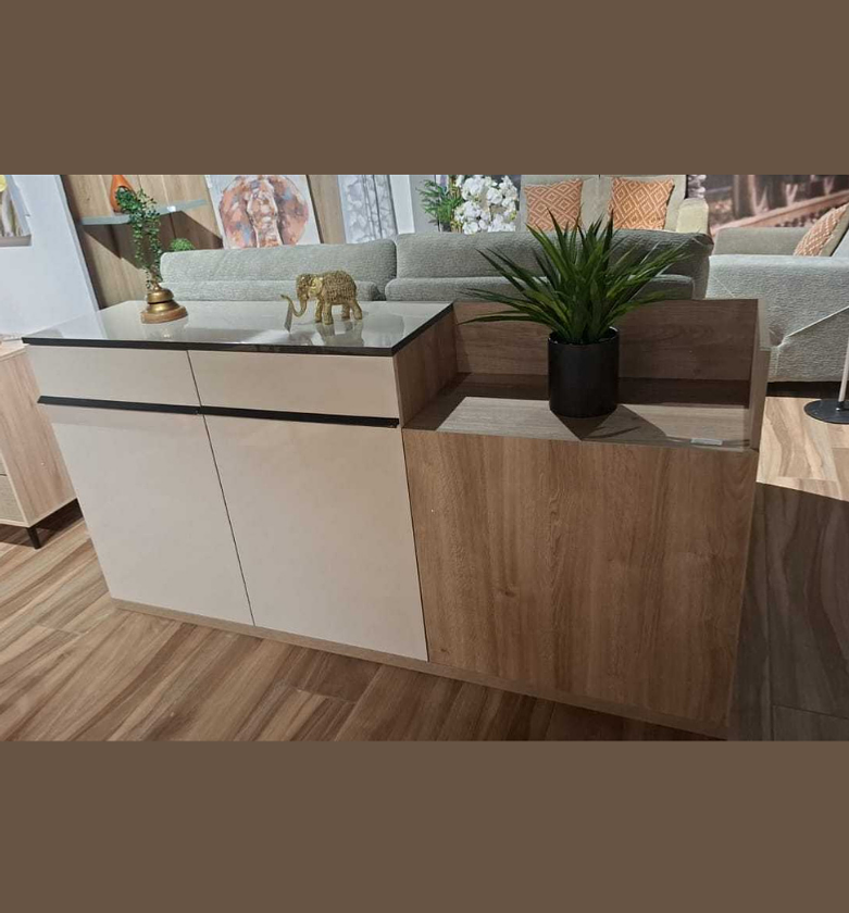 Ardela 3-Door Buffet Cabinet – Gloss & Oak Finish image