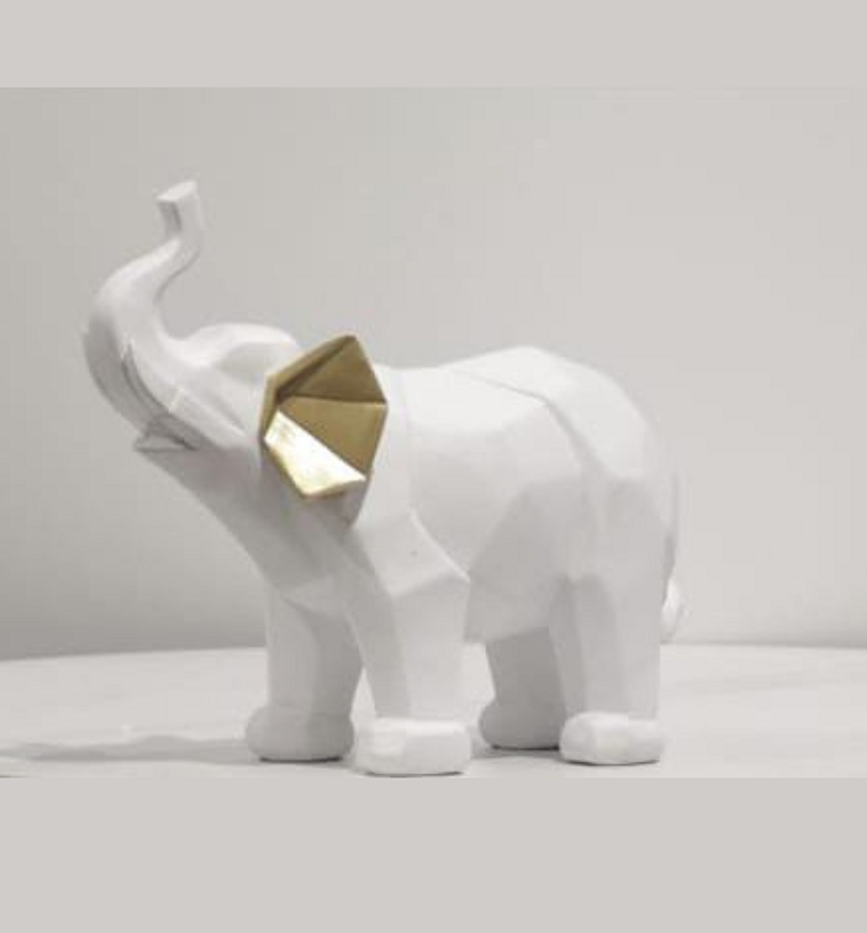 Elephant Statue – Gold & White, 2 Assorted image