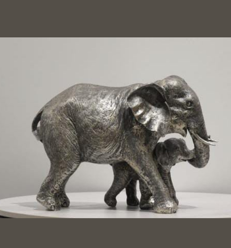 Elephant Mother and Calf Statue – 24 cm image