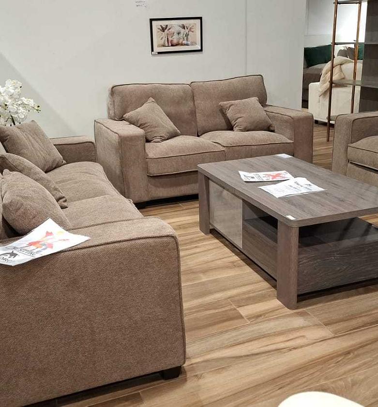 Marbella Light Brown Fabric Sofa Set with Down Feather Filling image