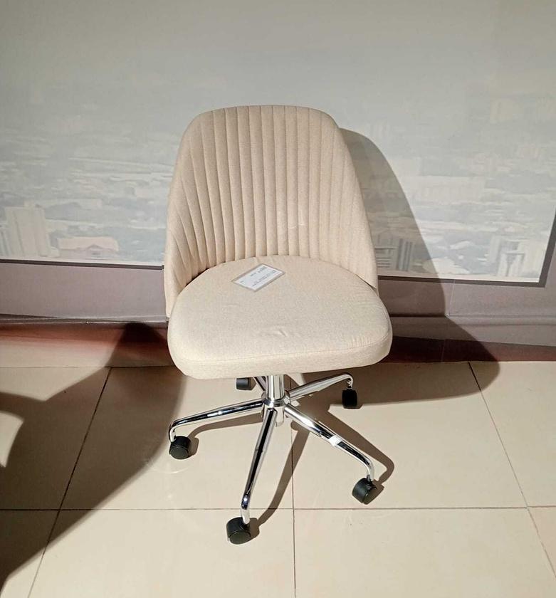 Swiwel chair beige-chrome base image