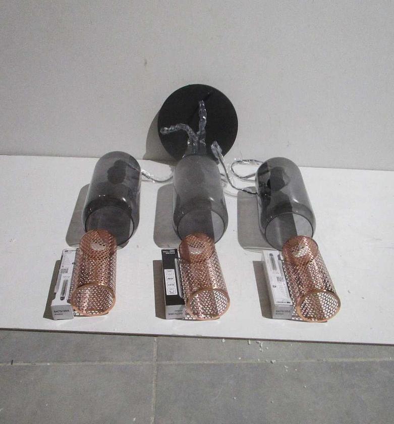 Luminara 3-Light Round Pendant Lamp with Brass Holders image