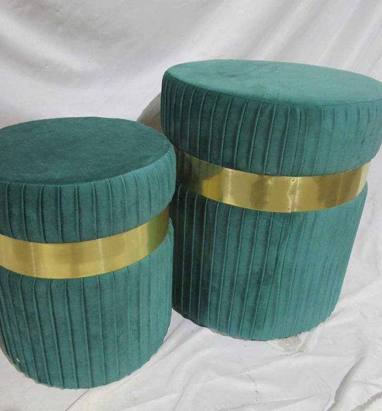 Set of 2 Green Poufs image