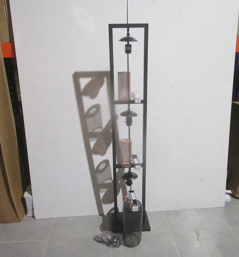 Luminara 3-Light Floor Lamp with Brass Holders and Iron Black Frame image