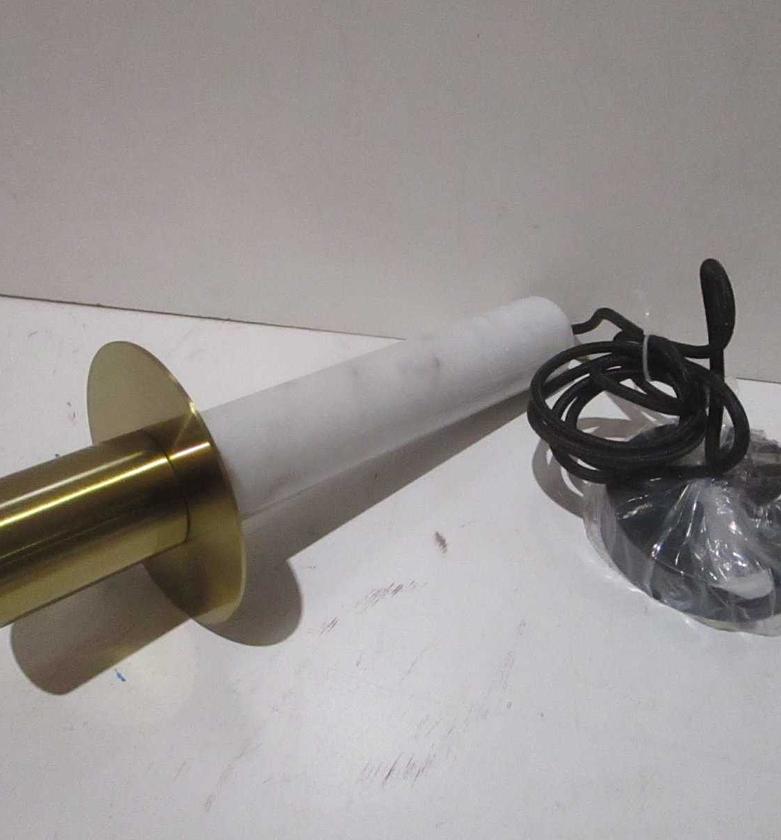 Modern Industrial LED Pendant Lamp – White Metal & Cement image