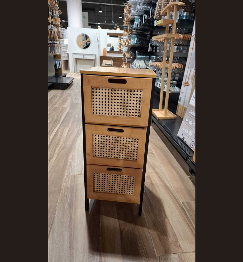 Cabinet 3 drawer natural bamboo image