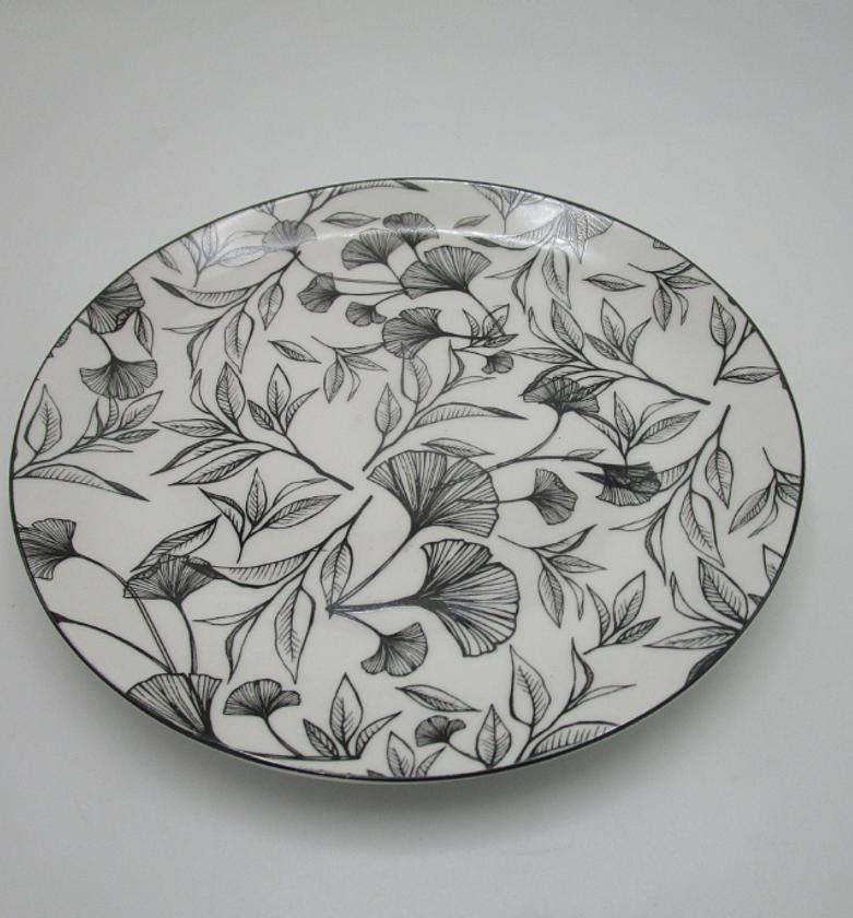 PLATE DESS BLACK FLORAL D image