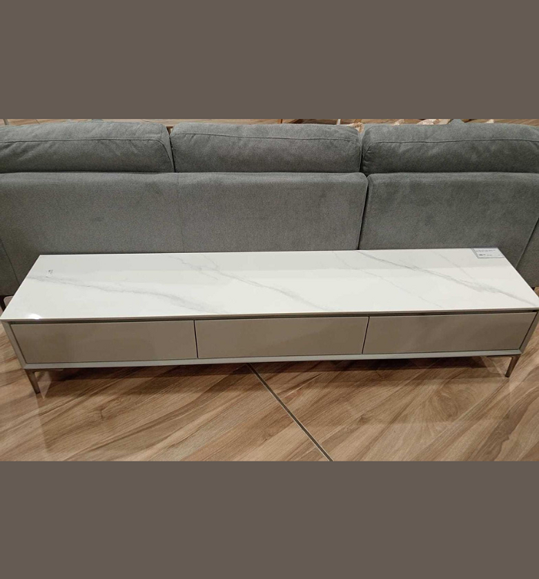 Contemporary TV Stand – Carbon Steel Frame with Ceramic Top image