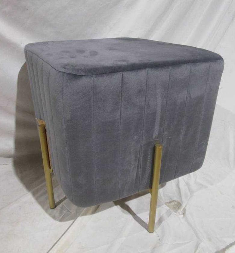 Dark Grey Pouf with Gold Feet  image