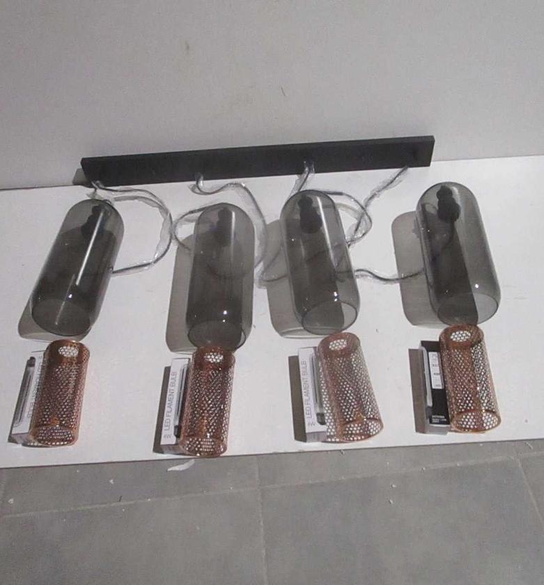 Luminara 4-Light Rectangular Pendant Lamp with Brass Holders image