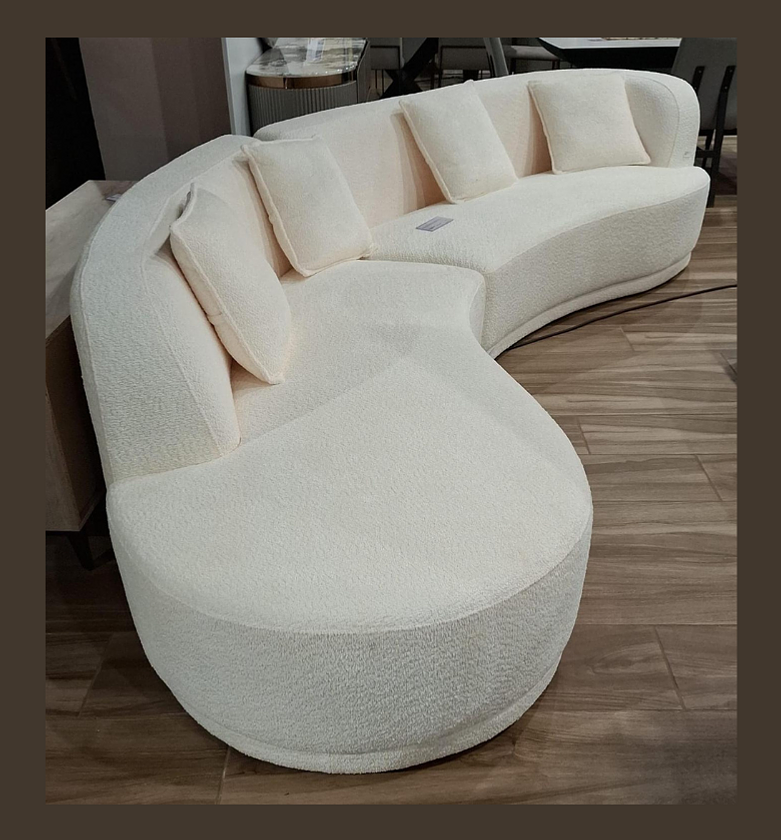 Banana Shaped Sofa with Pillows – Cream image