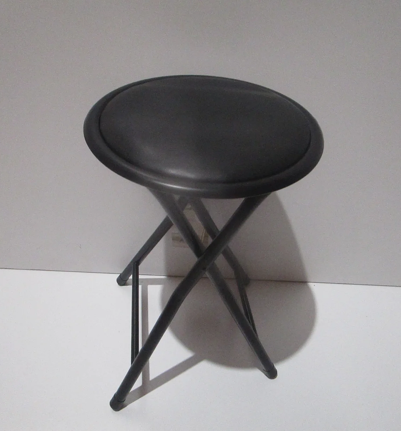 Pratik Round Folding Stool (Compact Black PVC) image