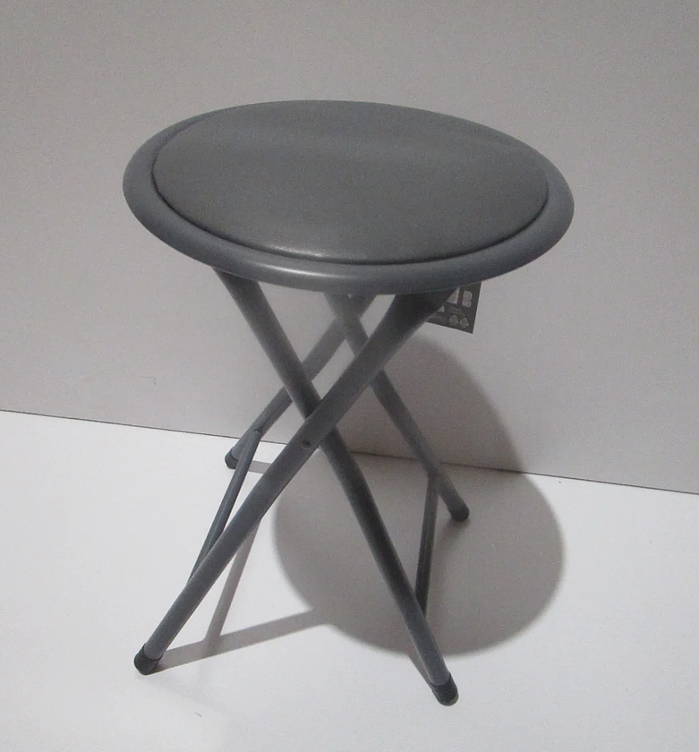 Pratik Round Folding Stool (Compact Grey PVC image