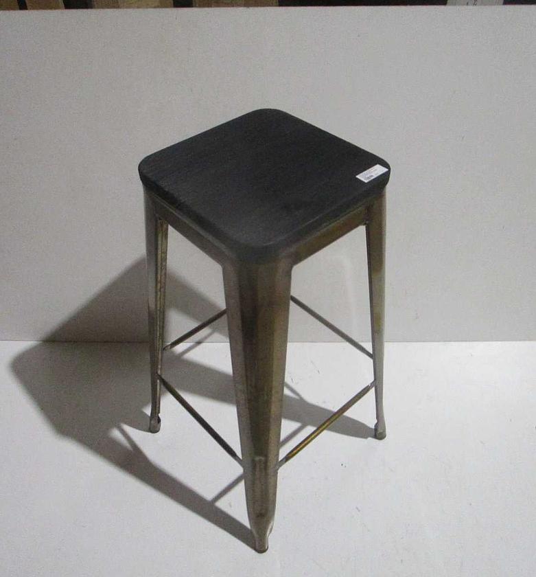 Liv Gold Bar Stool – Black Wood Seat & Metal Frame image