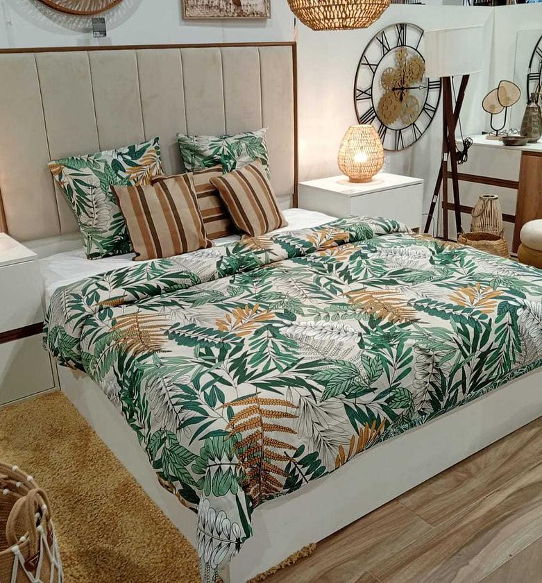 Lotus bedroom set fabric headstead image