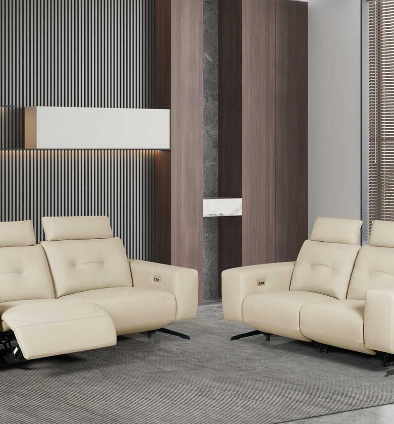 Belvaro White Leather Sofa Set 3+3+1+1 image