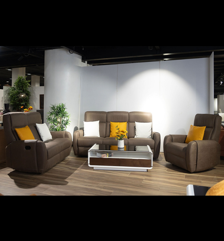 Microfiber Reclining Sofa Set 3+2+1 – 5 Manual Recliners, D170 Brown image