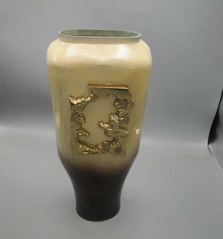 Glass vase w/metal decora image