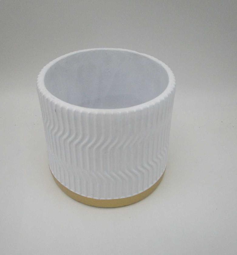 Vase cement etnic design white image