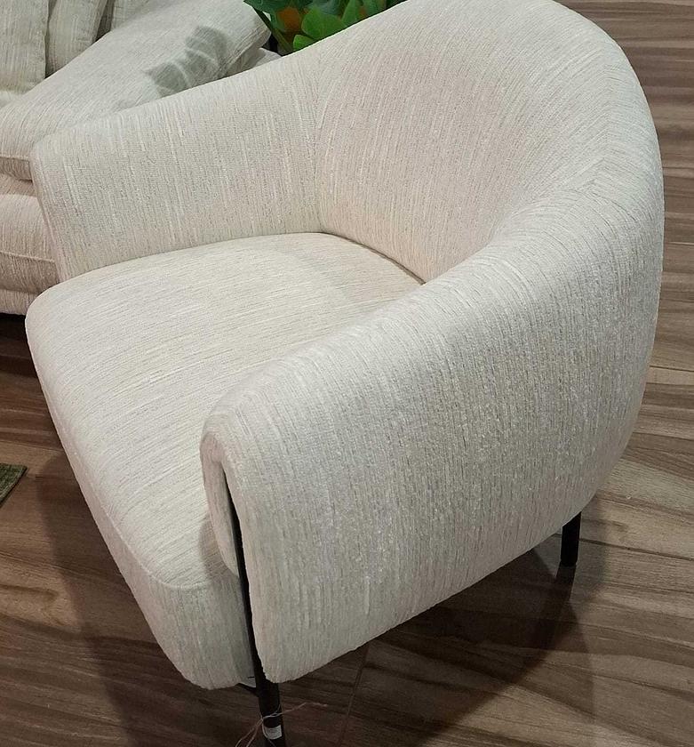 Armchair fabric ivory metal image