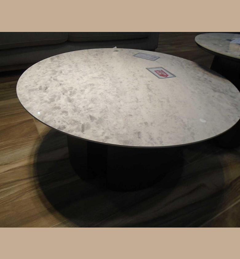 Walnut & Bronze Coffee Table – 6mm Ceramic Top with MDF and Brushed Brass Base, 81×44 cm image